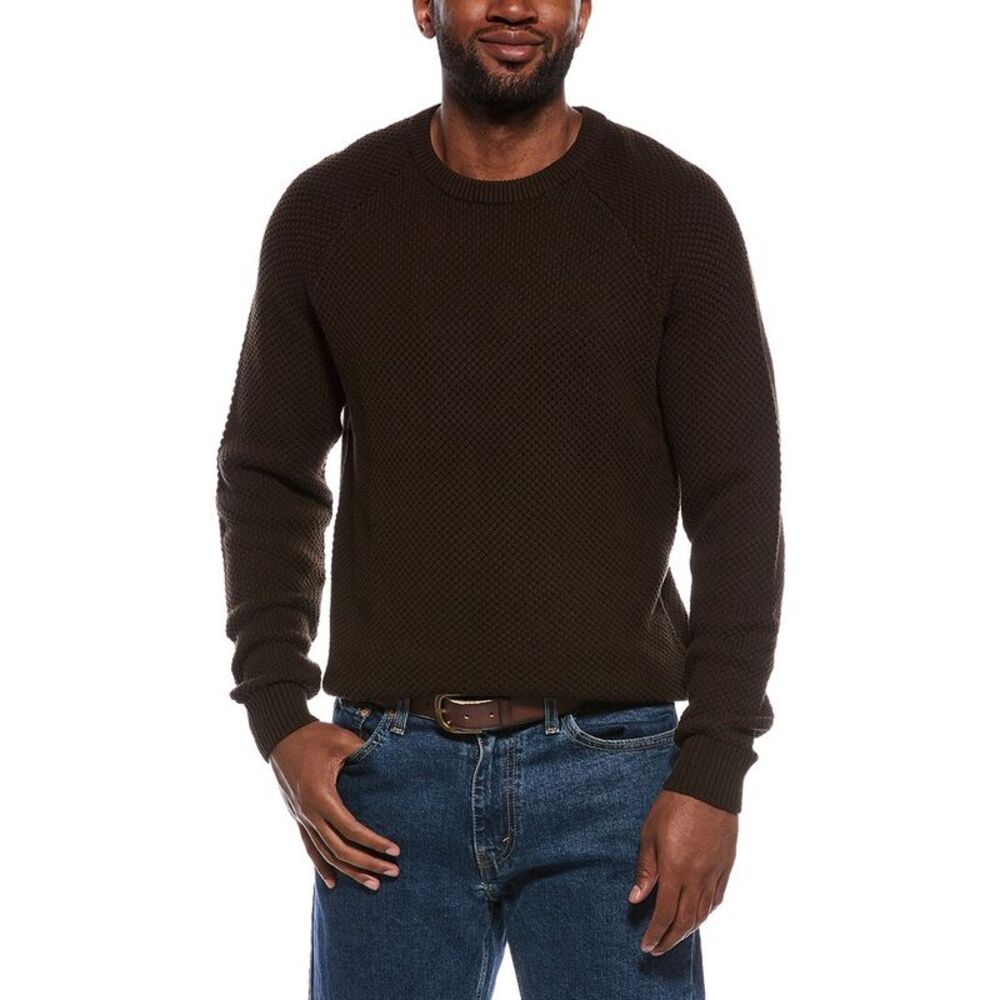 The Normal Brand Mens Moss Stitch Crewneck Sweater, Brown